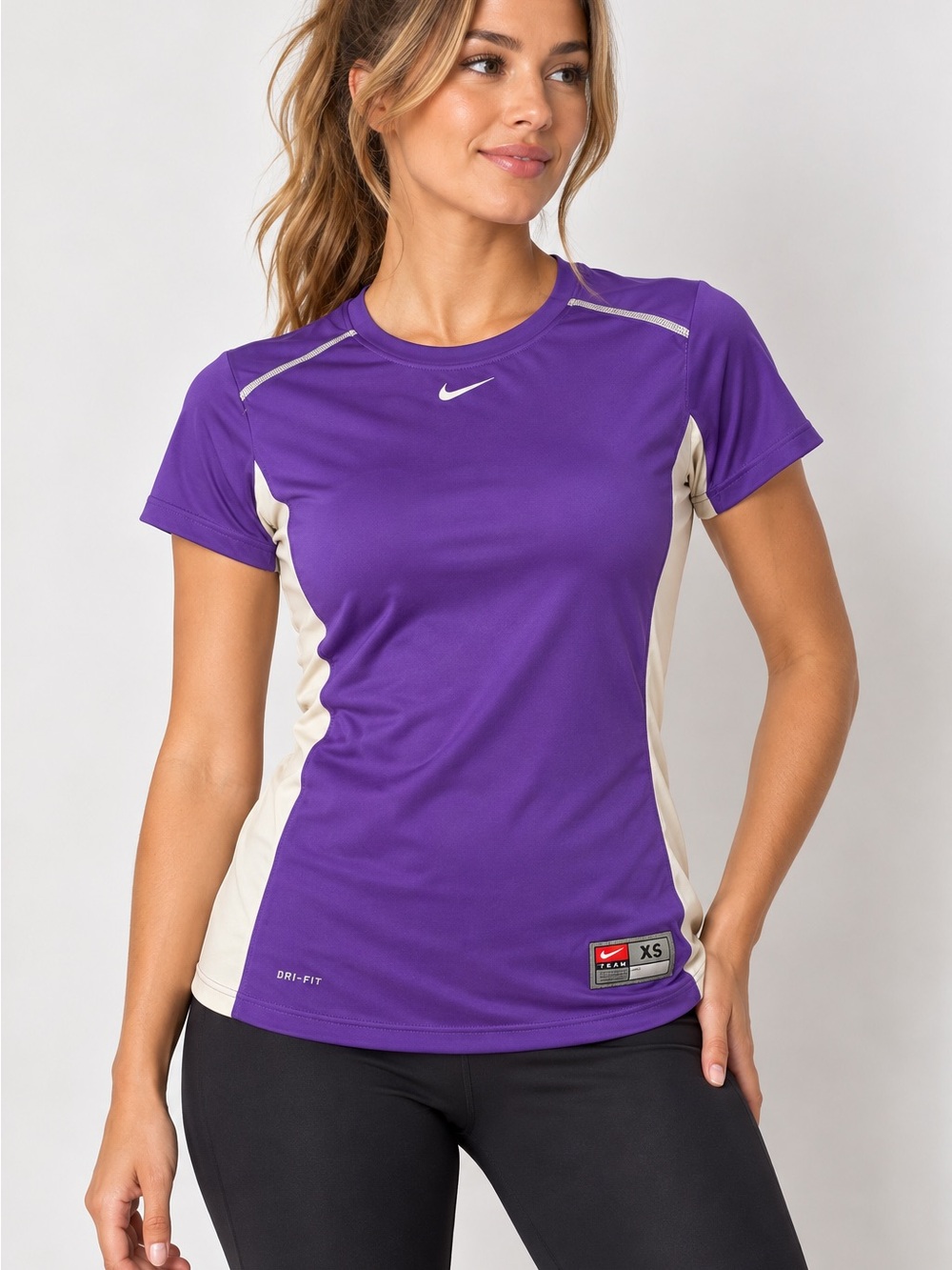 Nike Purple Short Sleeve Dri-FIT Performance Tee with Cream Panels
